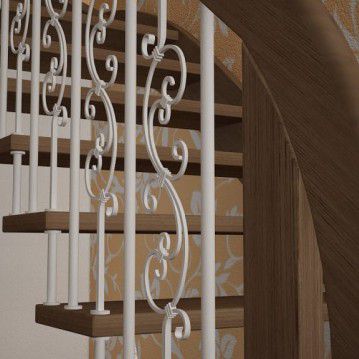 Sąvaržiniai laiptai su dekoruotais šviesiais turėklais SA 02